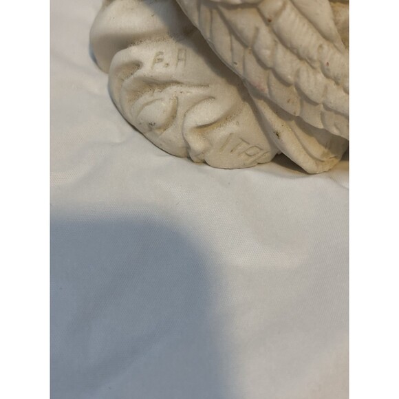 A Pair of Vintage Alabaster White Owl Figurine Yellow Eyes Made In Italy - Picture 5 of 8